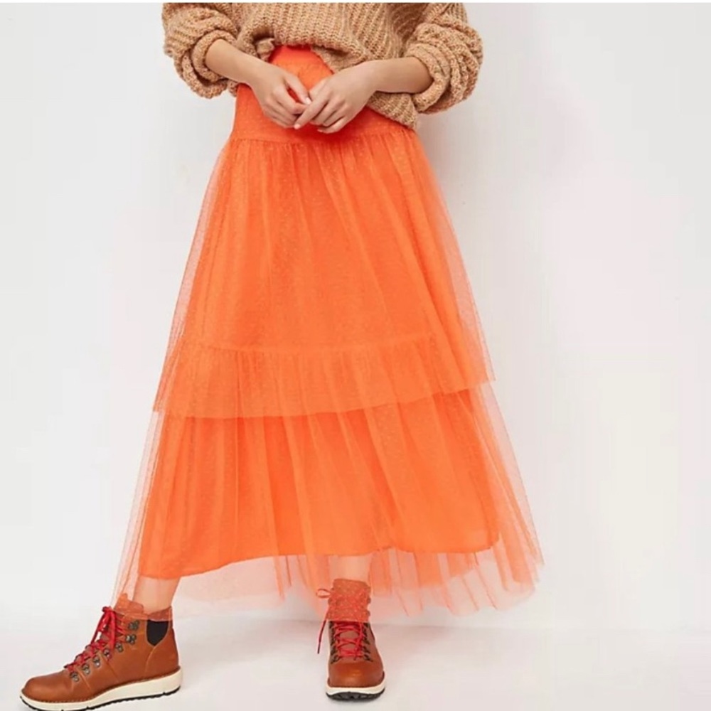 Anthropology dot tulle maxi orange skirt. - Picture 8 of 8